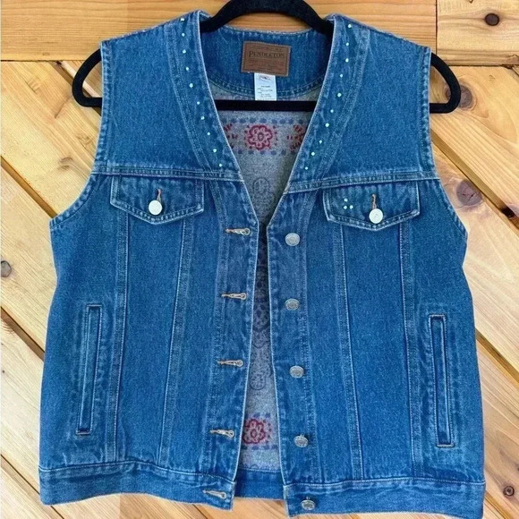 Pendleton Denim and Wool Vest - Picture 1 of 5